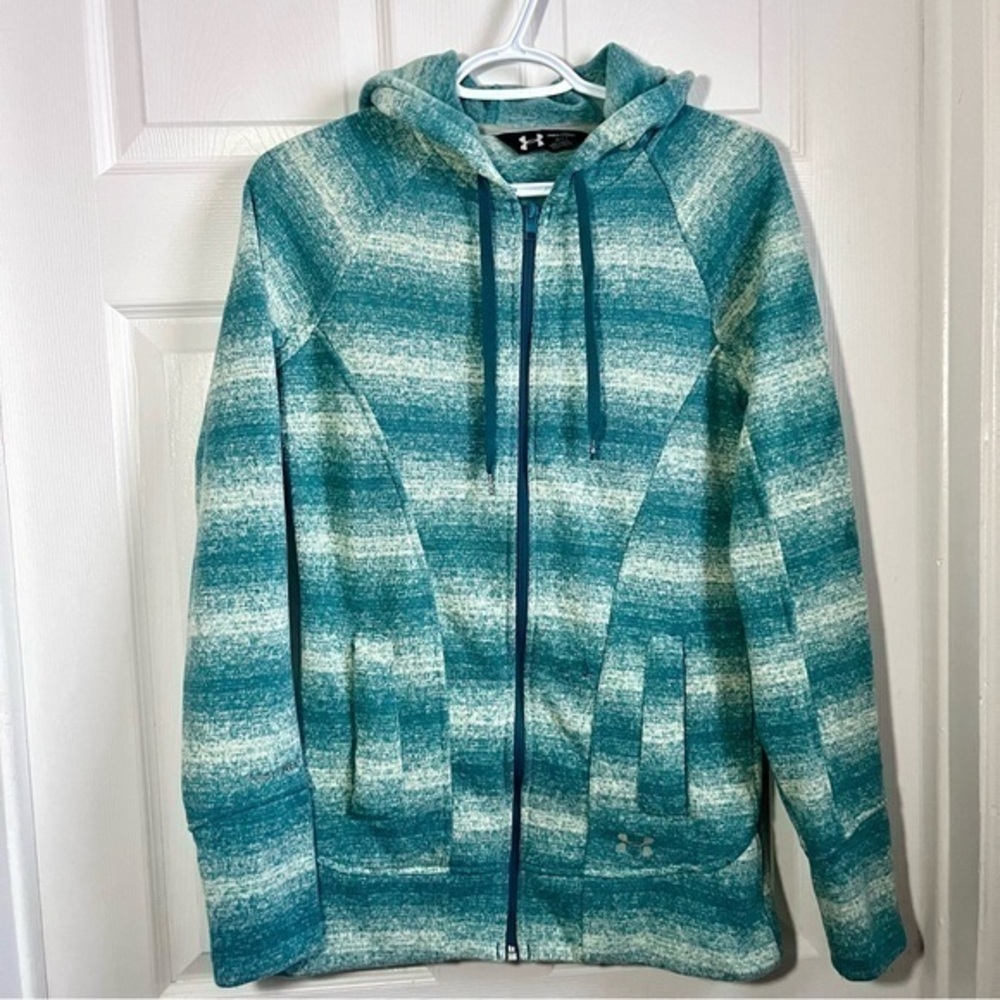 3/25$💥 NWOT Under Armour fleece jacket hoodie Women Small STORM1 white blue zip